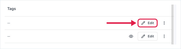 Screens list with the Edit button highlighted on a screen row