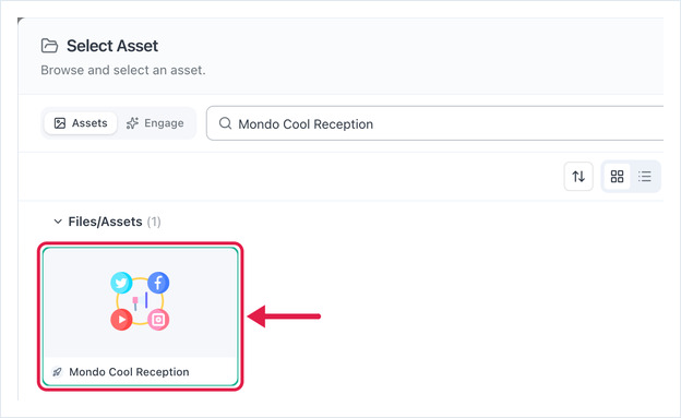 Select Asset dialog with the Social Mix asset selected