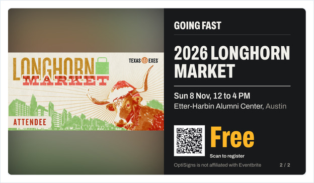 Eventbrite Events Going Fast layout spotlighting one event with its date, venue and QR code