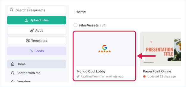 New Google Reviews asset shown in Files/Assets